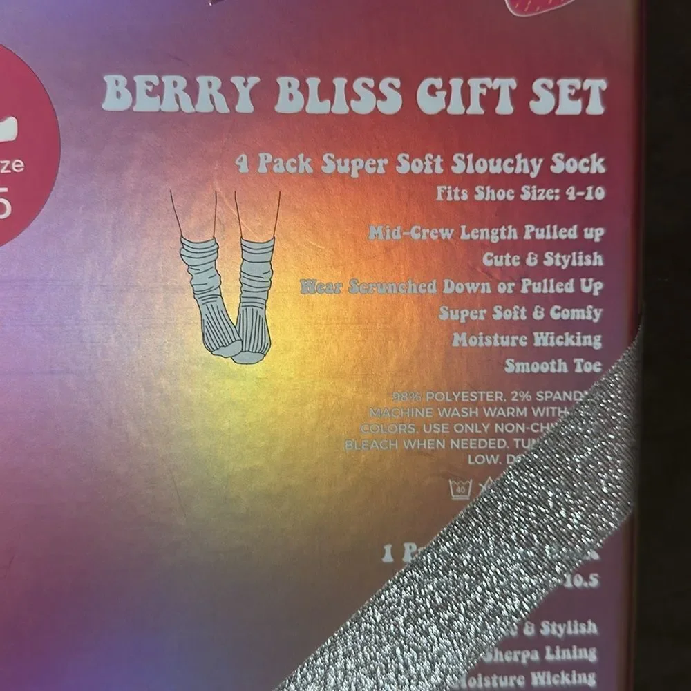 Aero Berry Bliss Pink Heather White 4 Pack Soft Slouchy Sock Slipper Gift Set